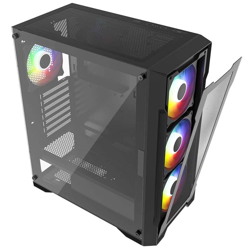 POWERBOOST POWERBOOST PowerBoost PB-PS6849B 650w 80+ Bronze USB 3.0 Mesh 4*12cm Rainbow Fanlı Mid-T ATX Gaming Siyah Kasa-59774
