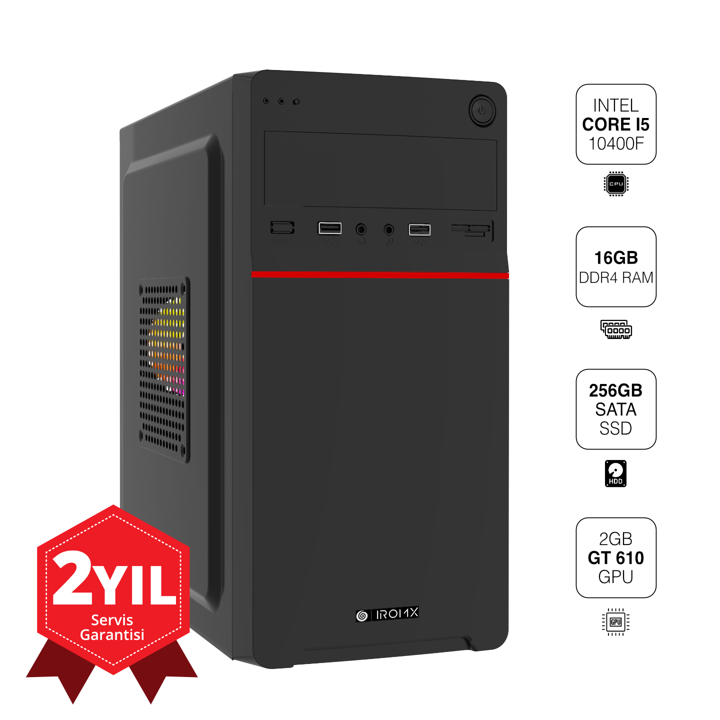 IROMX IROMX IRB25-503 I5-10400F 16GB 256GB SSD 2GB GT610 FREEDOS PC