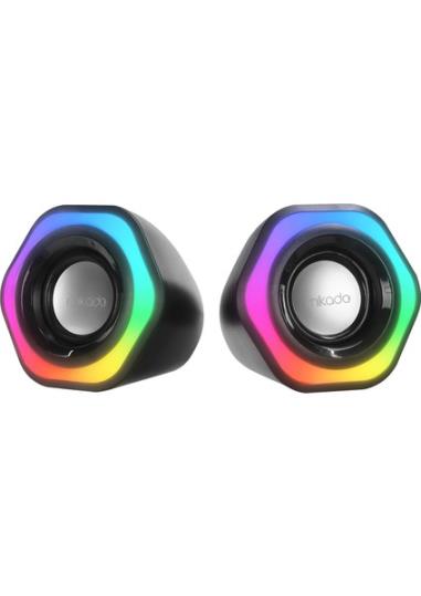 MIKADO MD-176, 6W, 1+1, Masaüstü, RGB Aydınlatma, USB, Siyah Kasa, Speaker