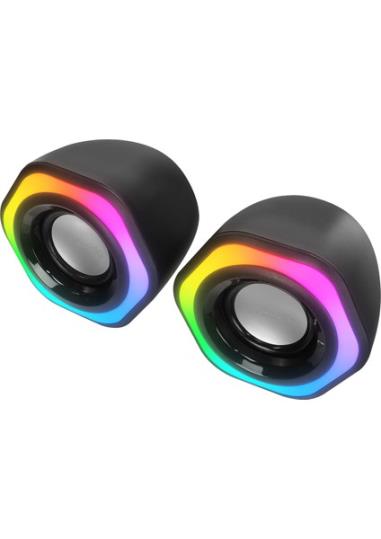MIKADO MD-176, 6W, 1+1, Masaüstü, RGB Aydınlatma, USB, Siyah Kasa, Speaker