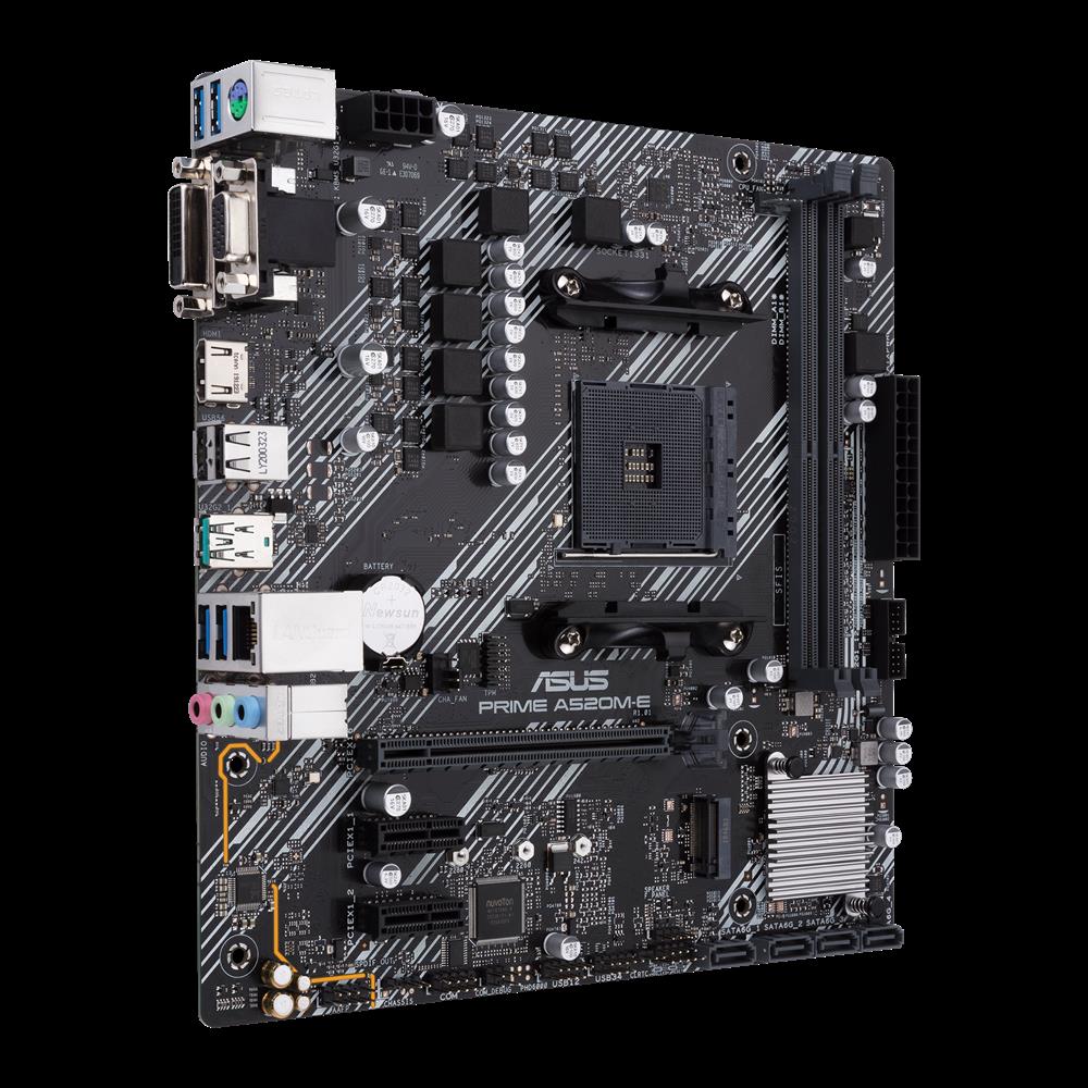ASUS ASUS PRIME A520M-E CSM AMD A520 AM4 DDR4 4400 HDMI DVI VGA M2 USB3.2 mATX ASUS 5X PROTECTION III Ücretsiz Uzaktan Yönetim Yazılı