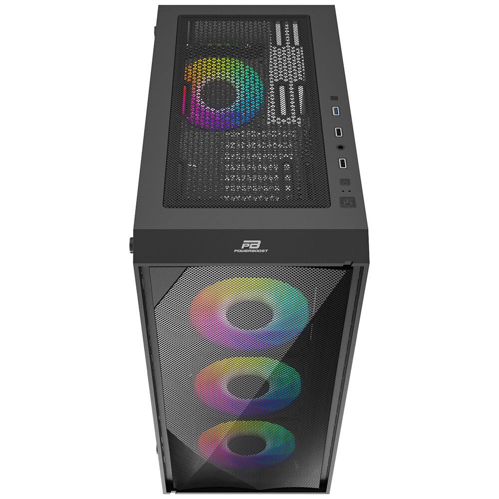 POWERBOOST PowerBoost PB-P711B USB 3.0 Mesh ARGB Fanlı Gaming Siyah Kasa-58492