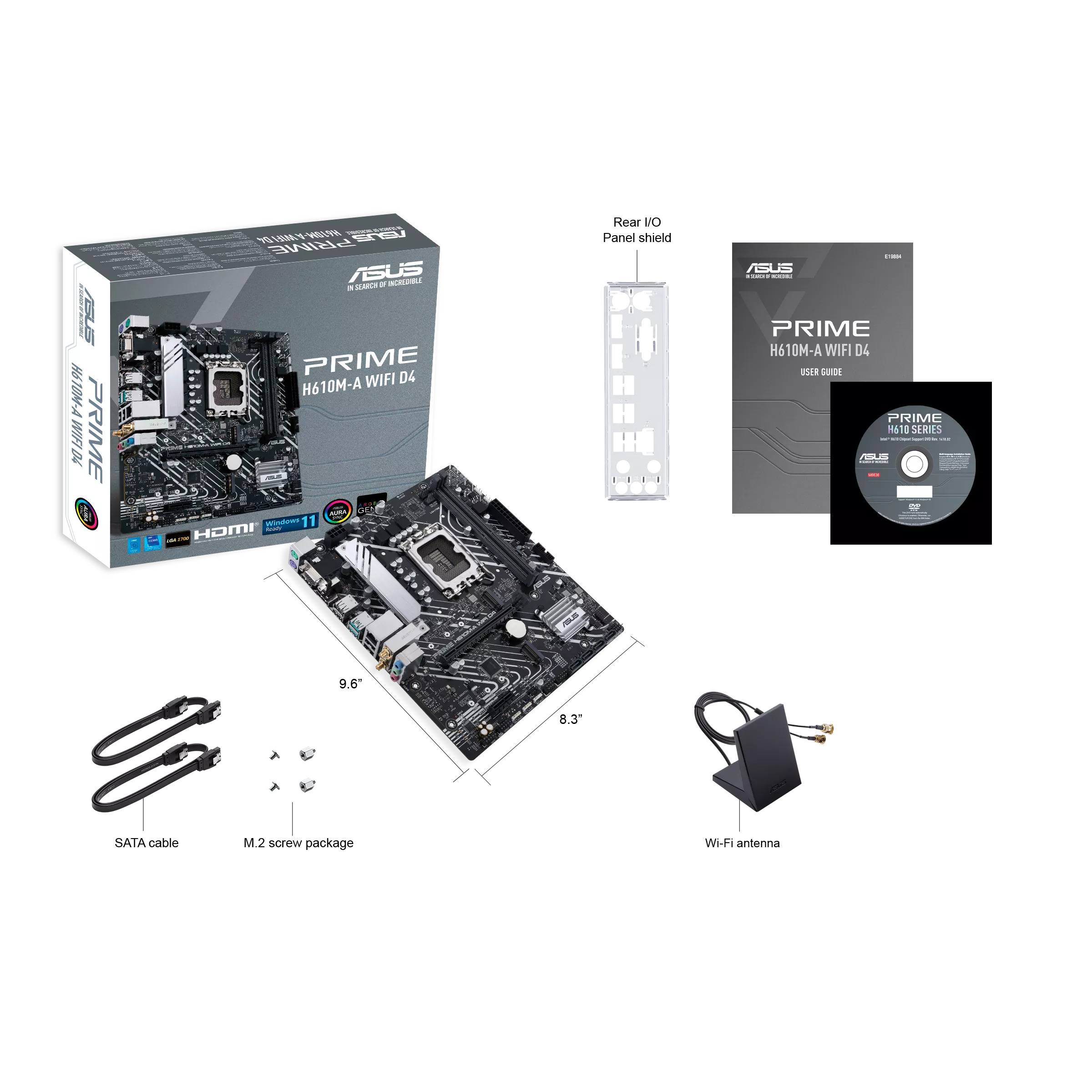 ASUS ASUS PRIME H610M-A-WIFI, 2xDDR5, M.2, D-SUB, HDMI, DP, Wi-Fi 5, Bluetooth 5.0, 12.Nesil, LGA1700 Soket, Anakart