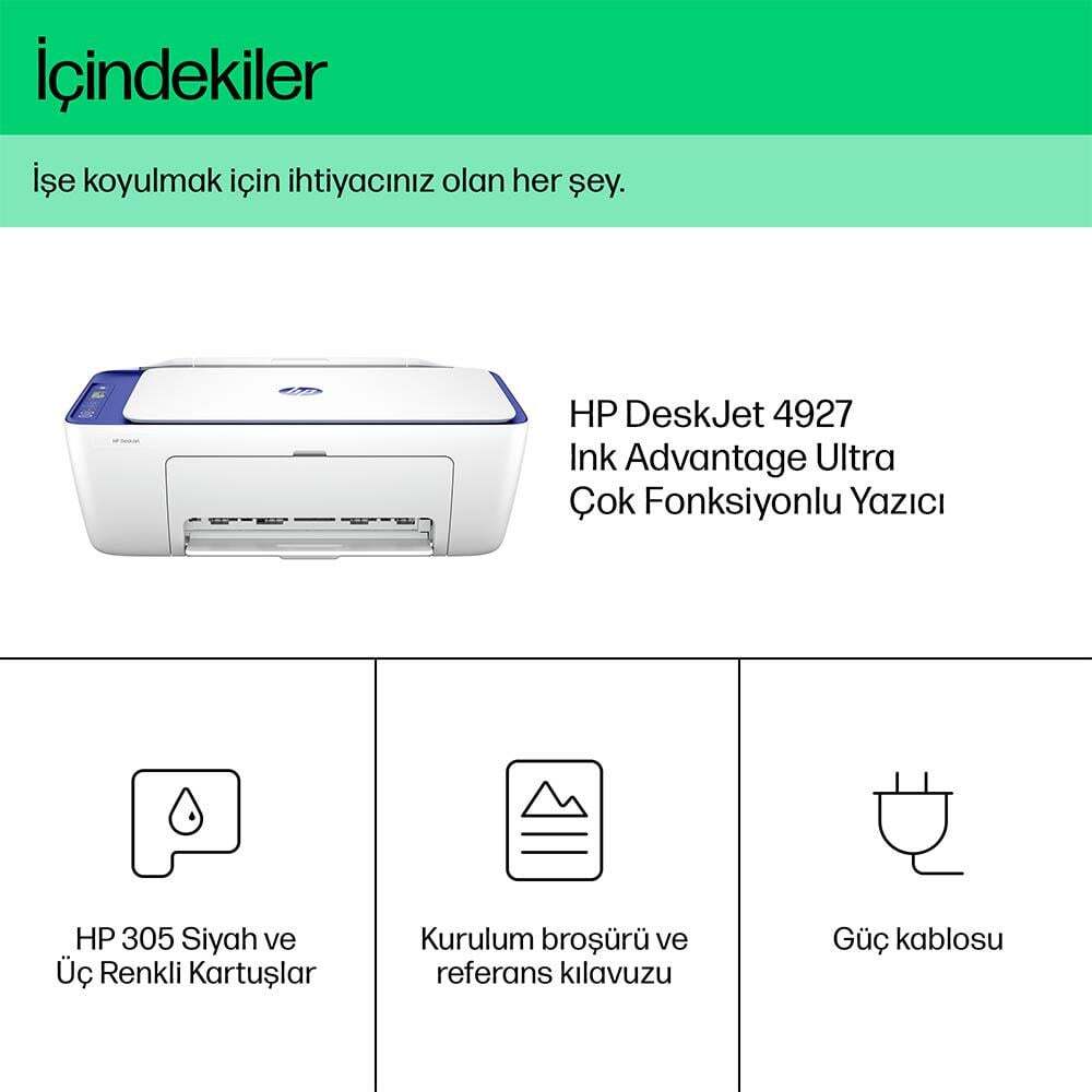HP HP 6W7G3B 4927 DESKJET ALL-IN-ONE + WIFI RENKLİ MÜREKKEP PÜSKÜRTMELİ YAZICI 7.5PPM-57765