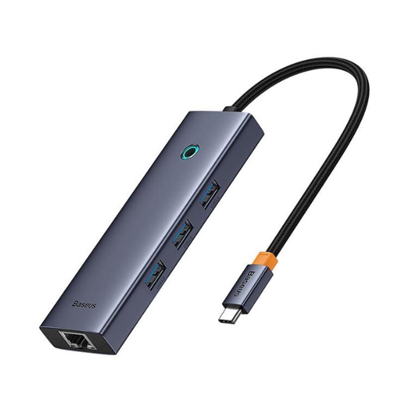 BASEUS BASEUS ULTRA JOY 6IN1 MULTI GRI TYPE-C HUB G�R��:TYPE-C �IKI�:USB X3, TYPE-C X1, HDMI X1, RJ45 X1 B00052807813-00 