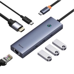 BASEUS BASEUS ULTRA JOY 6IN1 MULTI GRI TYPE-C HUB G�R��:TYPE-C �IKI�:USB X3, TYPE-C X1, HDMI X1, RJ45 X1 B00052807813-00 -64355