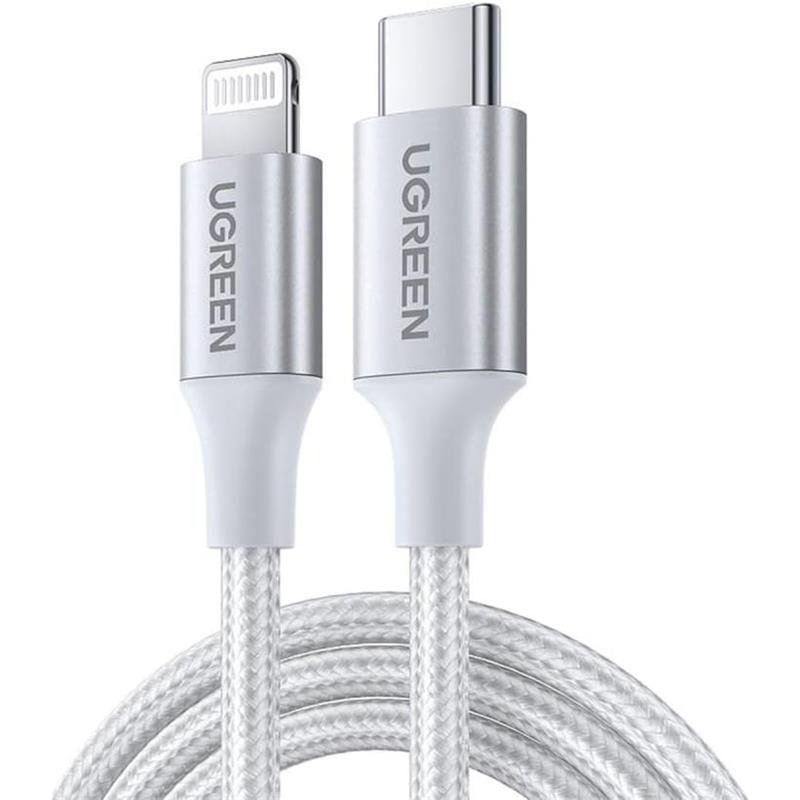 UGREEN UGREEN TYPE-C TO LIGHTNING 3A PD MFİ SERTİFİKALI ÖRGÜLÜ HIZLI ŞARJ KABLOSU 1 MT GÜMÜŞ 70523 