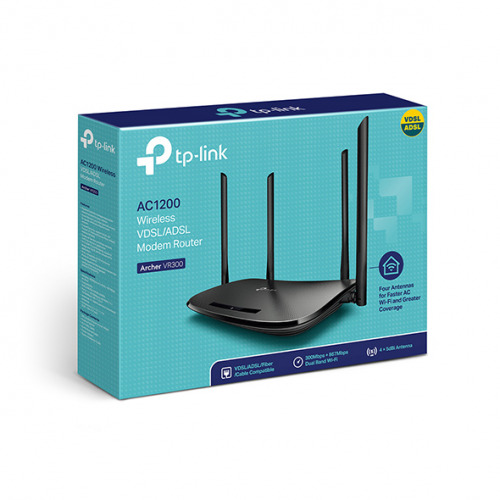 TP-LINK TP-LINK ARCHER VR300 V2, AC1200, 4Port, Dual Band Wifi, 867Mbps, 4xAnten, VDSL,ADSL Modem-55356