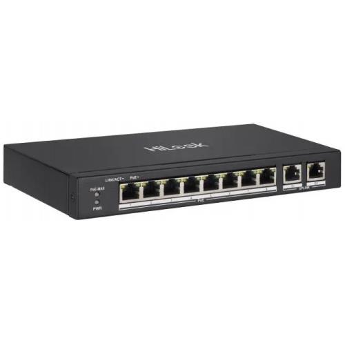 HILOOK HILOOK NS-0310P-60(B), 10Port, Megabit, 8 Port PoE, 60W, +2 Port Gigabit Uplink, Long Range 250Metre, Yönetilemez, Masaüstü Swit
