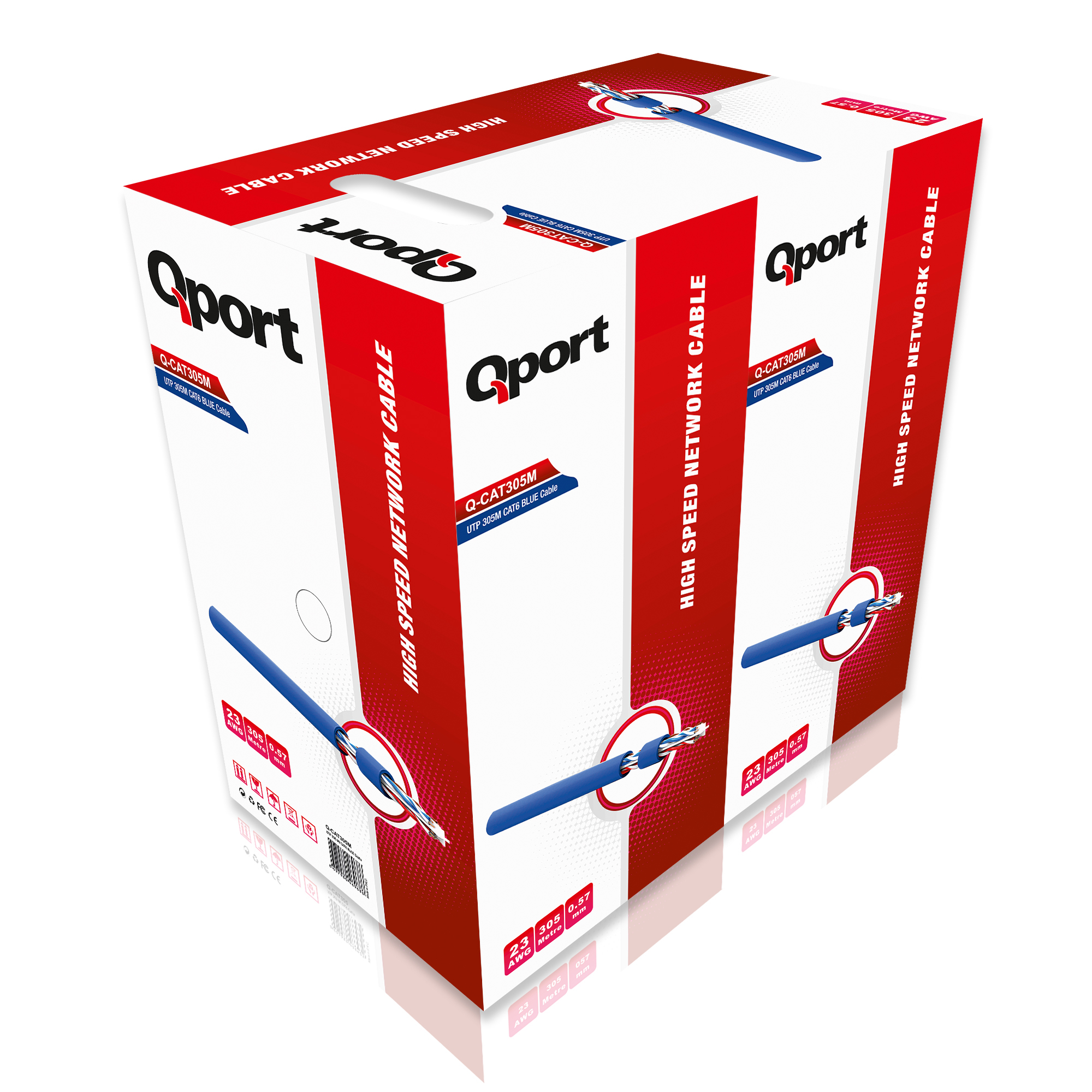 QPORT QPORT Q-CAT6M UTP 305 METRE UTP 23AWG MAVİ NETWORK KABLO-53724