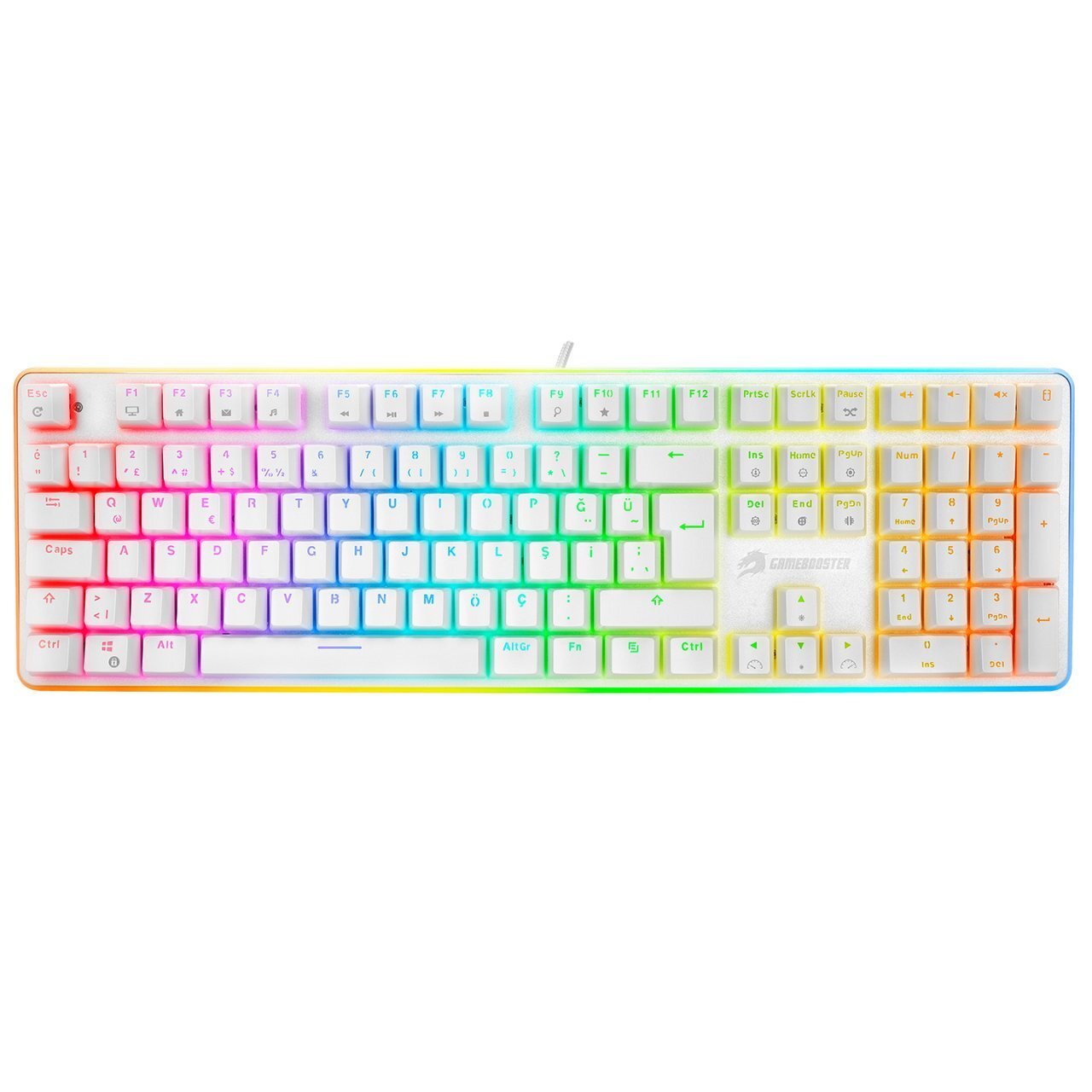 GAMEBOOSTER  g918 fire storm rgb blue switch mekanik beyaz oyun klavyesi-62746