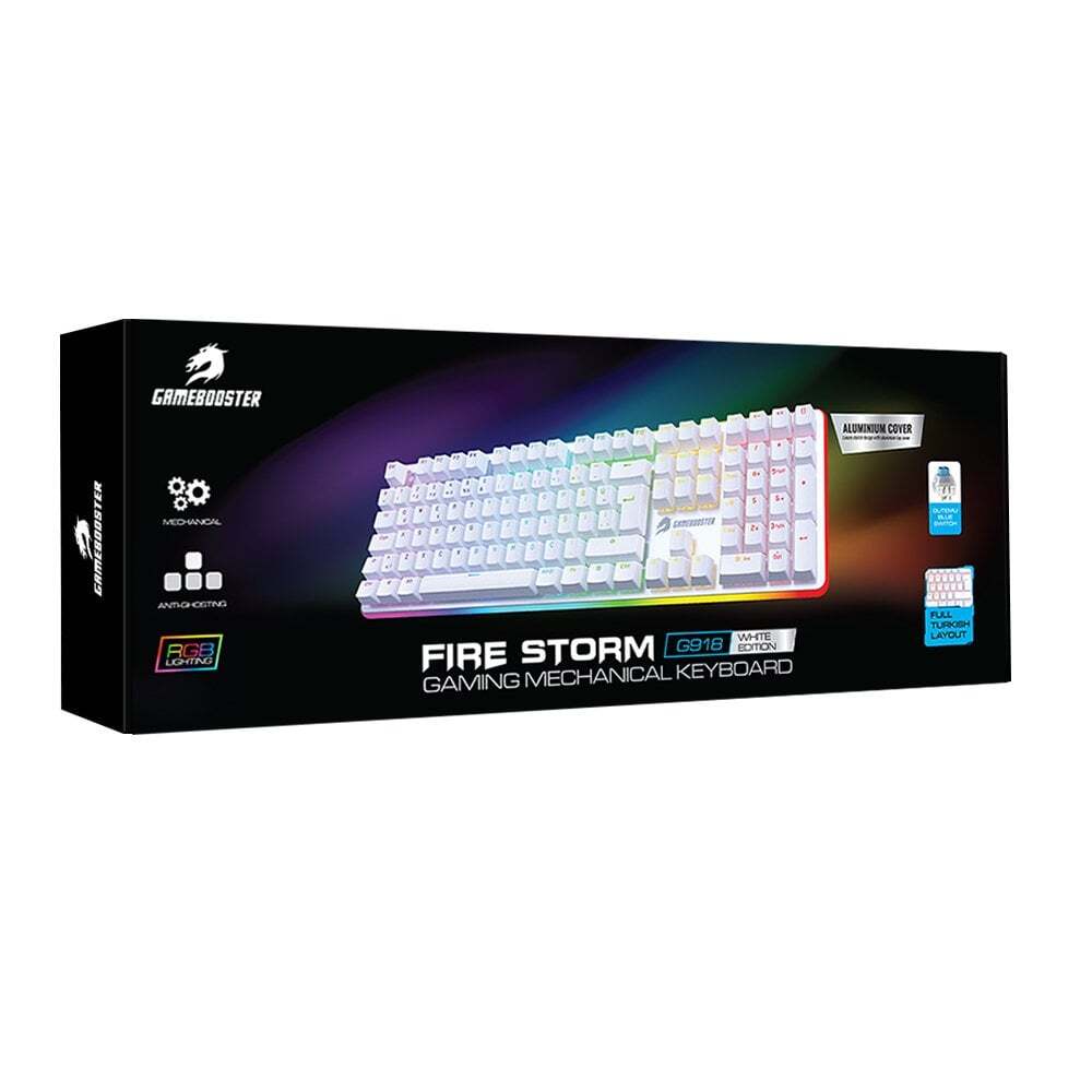 GAMEBOOSTER  g918 fire storm rgb blue switch mekanik beyaz oyun klavyesi-62749