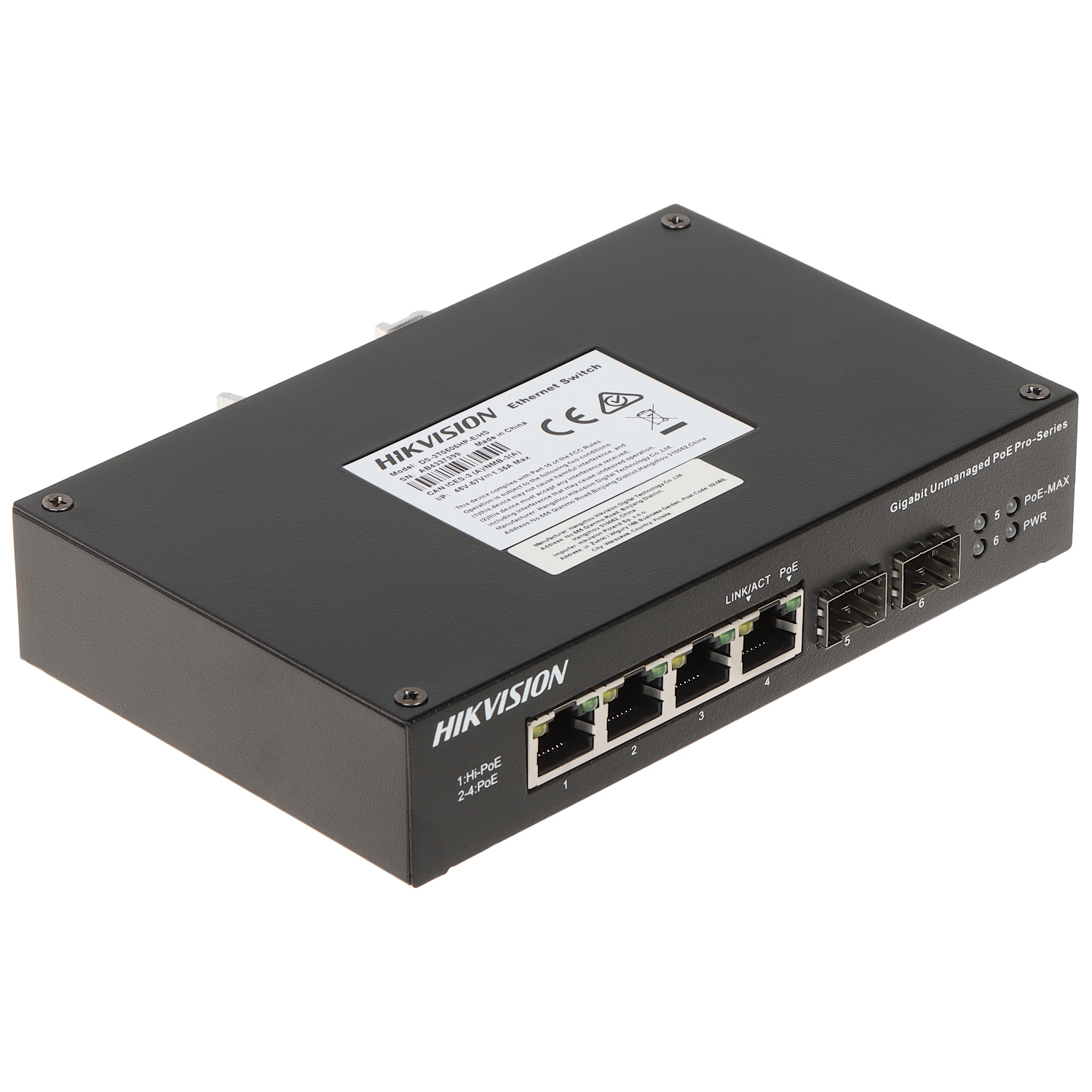 HIKVISION HIKVISION DS-3T0506HP-E/HS(O-STD 4 PORT 10/100/1000 3XGIGA POE + 1XGIGA Hİ-POE 2 X SFP 60W YONETILEMEZ SWITCH-34201