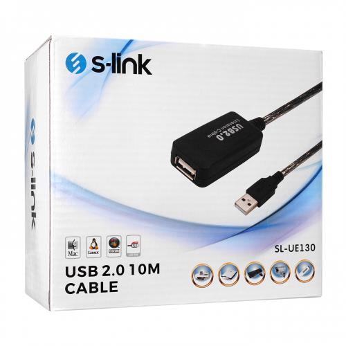 S-LINK S-LINK SL-UE130, Güçlendirilmiş USB Uzatma Kablosu 10 Metre-33211