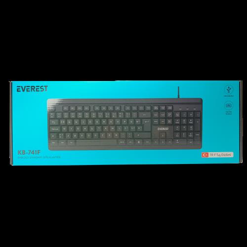 EVEREST EVEREST KB-741F, USB Kablolu, Türkçe F,  2 metre Bakır Kablolu, Standart Klavye (Siyah)-53661