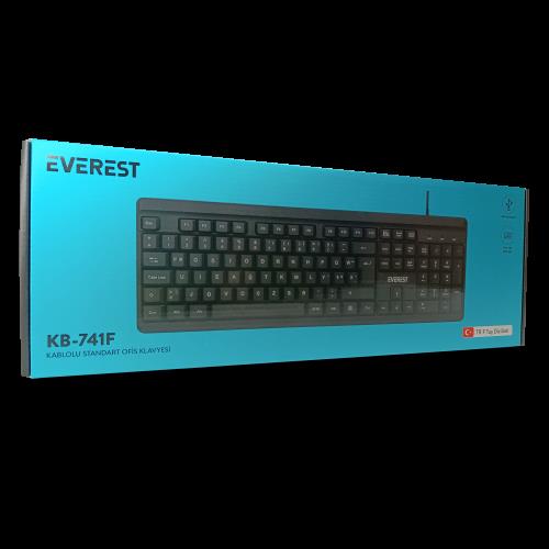 EVEREST EVEREST KB-741F, USB Kablolu, Türkçe F,  2 metre Bakır Kablolu, Standart Klavye (Siyah)-53662
