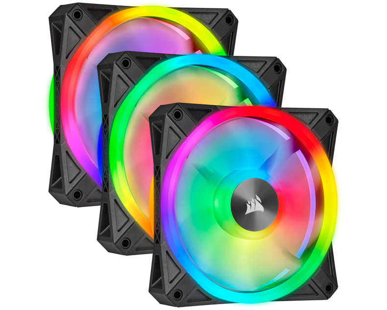 CORSAIR QL Series, WHITE QL120 RGB-CO-9050104-WW-120mm RGB LED Fan, Triple Pack with Lighting Node CORE-22363