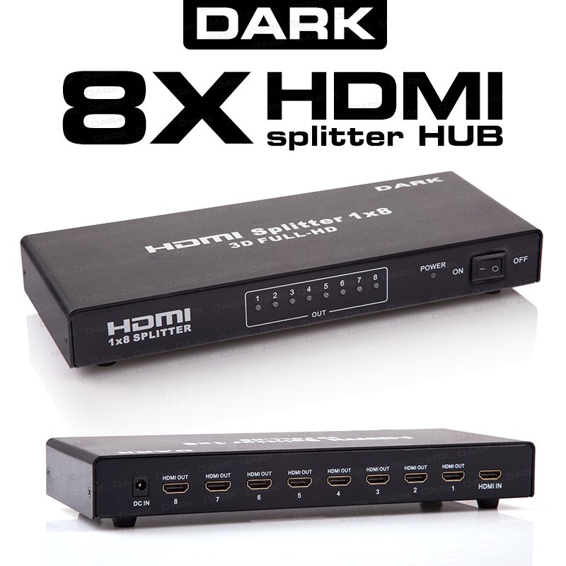 DARK DK-HD-SP8X1 Full HD 1 Giriş 8 Çıkışlı HDMI Splitter (Sinyal Çoğaltıcı)