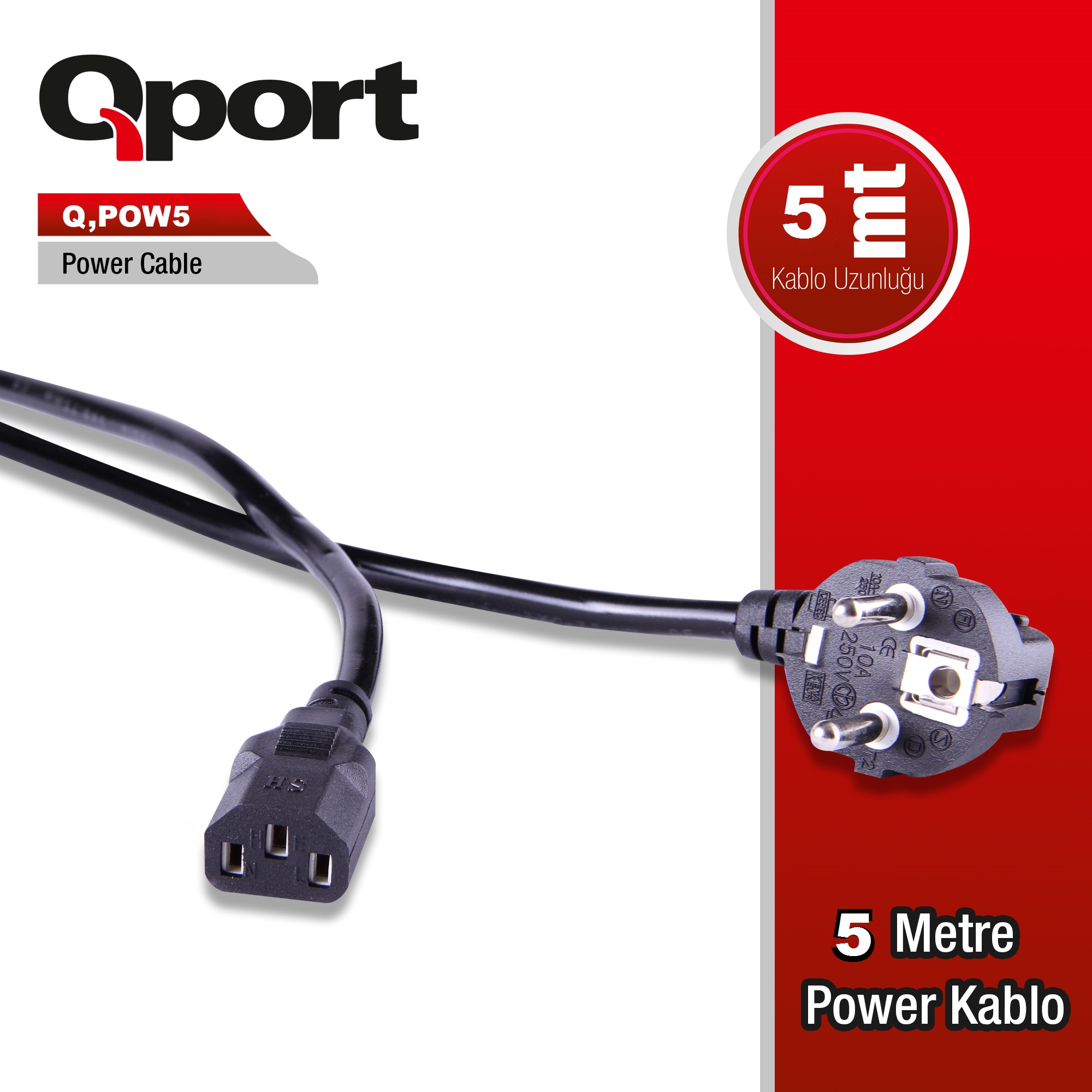 QPORT 5M POWER KABLOSU (Q-POW5)