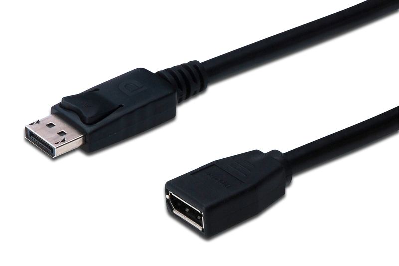 ASSMANN DisplayPort uzatma kablo, DP Erkek/Dişi, 2,0m, kenetlenmeli, DP 1.2 uyum AK-340200-020-S