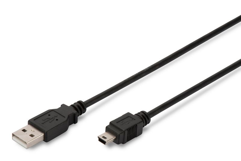 ASSMANN USB 2.0 Bağlantı kablosu, A tipinde-mini B (5 pimli) M/M, 1.8m, USB 2. AK-300108-018-S