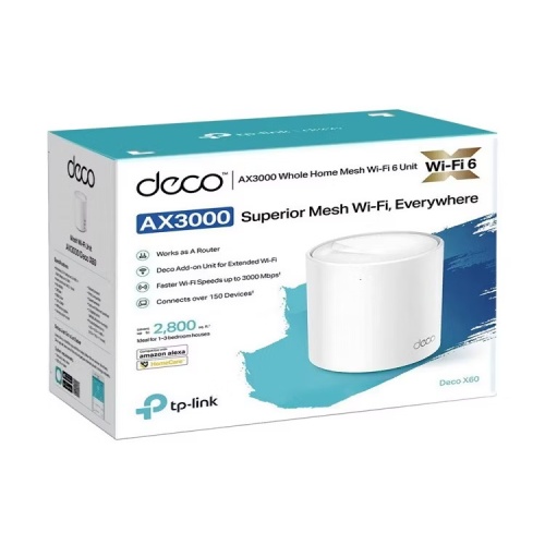 TP-LINK Deco X60 (1-pack) AX3000 Whole Home Mesh Wi-Fi 6 System-24934