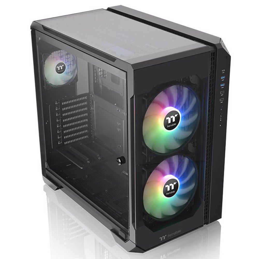 THERMALTAKE Thermaltake View 51 Tempered Glass Pencereli, 2x200mm ARGB Ledli Siyah MidTower Kasası
