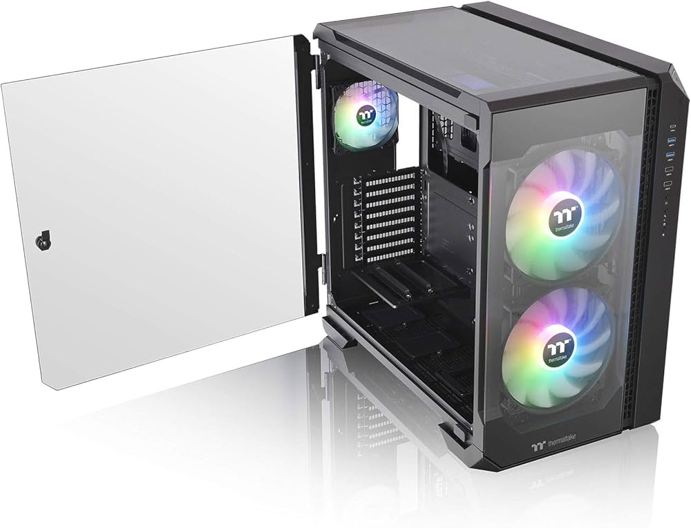 THERMALTAKE Thermaltake View 51 Tempered Glass Pencereli, 2x200mm ARGB Ledli Siyah MidTower Kasası-60490