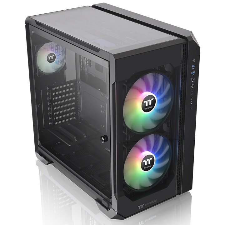 THERMALTAKE Thermaltake View 51 Tempered Glass Pencereli, 2x200mm ARGB Ledli Siyah MidTower Kasası-60491