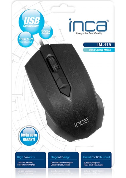 INCA IM-119 OPTİK MOUSE USB SİYAH-44631