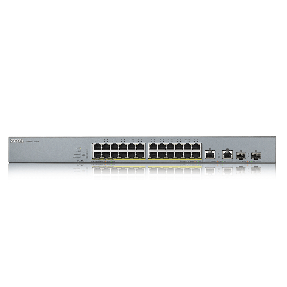 ZYXEL GS1350-26HP 24 PORT 10/100/1000 24xPOE 375W +2SFP YONETILEBILIR SWITCH