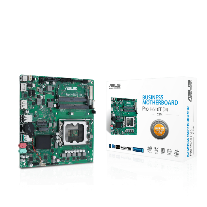 ASUS PRO H610T D4-CSM INTEL H610 LGA1700 DDR4 3200 DP HDMI LVDS ÇİFT M2 USB3.2 THİN MİNİ ITX 7/24 KULLANIMA HAZIR ASUS CONTROL CENTER