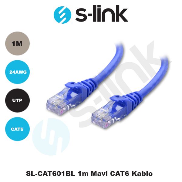 S-LINK SL-CAT601BL SL-CAT601BL 1m Mavi CAT6 Kablo