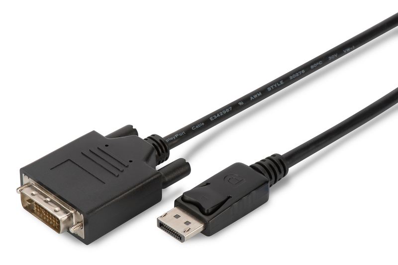 ASSMANN DisplayPort Adaptör Kablosu, DP-DVI (24+1) M/M, 2,0 m/kilitli, DP 1.1a AK-340301-020-S