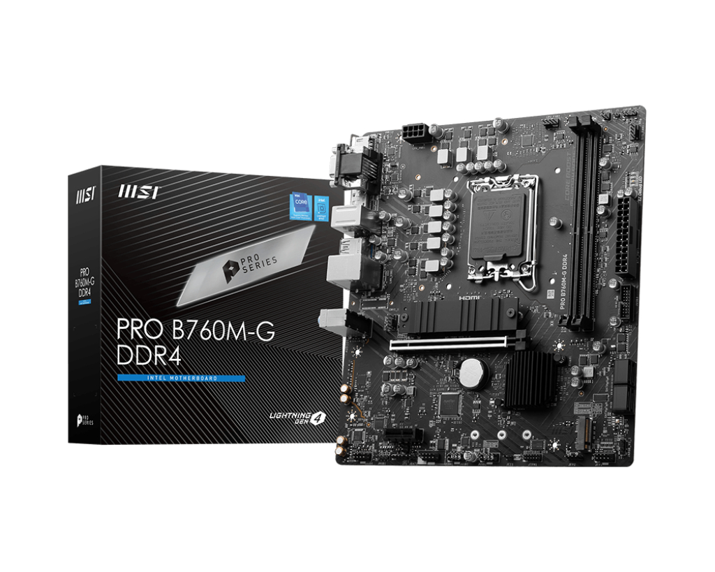 MSI MB PRO B760M-G DDR4 SOKET 1700 DDR4 5333MHZ (OC) PCI-E Gen4 2X M.2 USB3.2 DP HDMI 1x2.5G LAN MATX