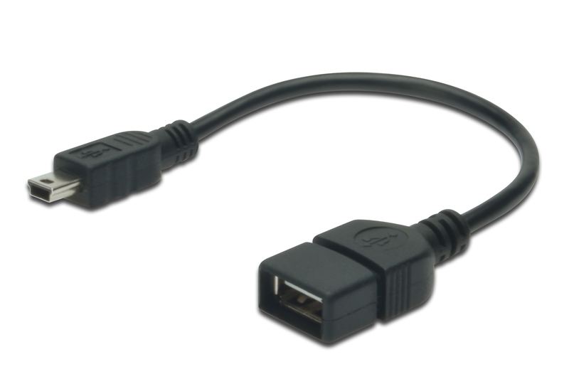 ASSMANN USB 2.0 adap. kab.OTG, Tip mini B-A M/F, 0,2m AK-300310-002-S