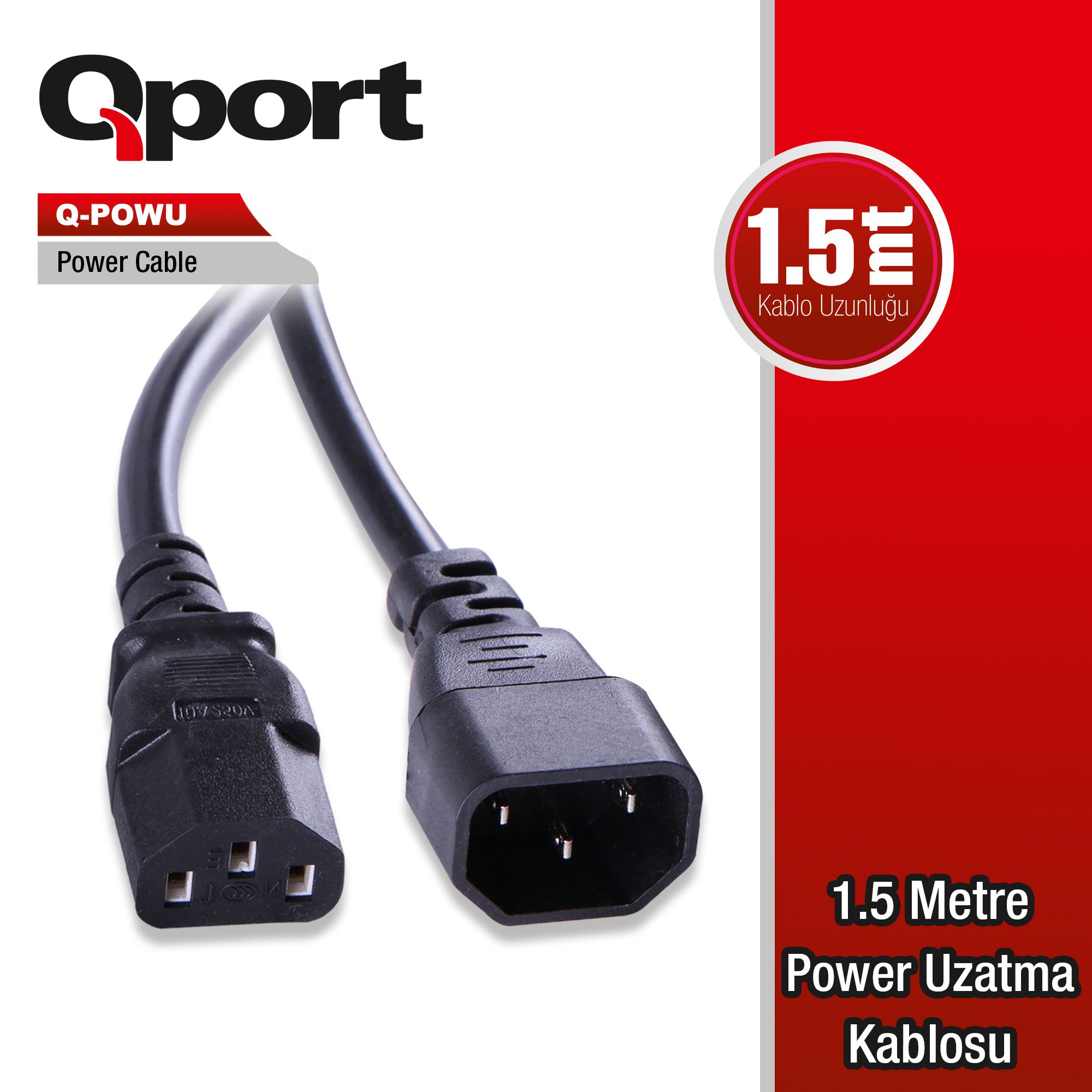FLAXES Q-POWU QPORT Q-POWU 1.5 METRE POWER GÜÇ UZATMA KABLOSU