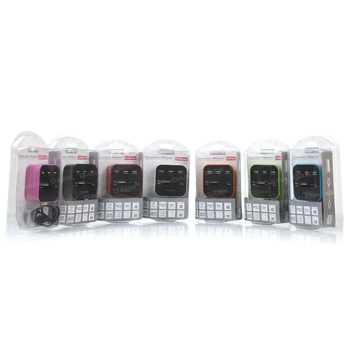DARK DK-AC-UCR202BL USB 2.0 Multi Kart Okuyucu + 3 x USB 2.0 HUB Mavi