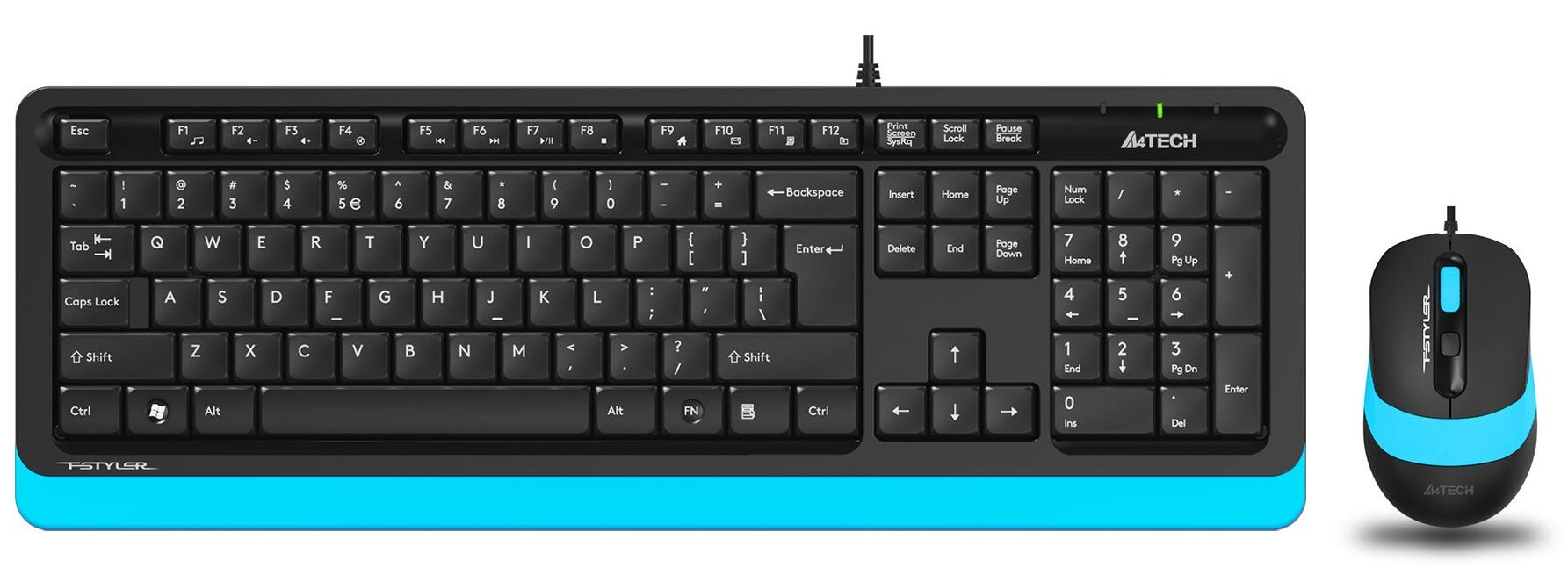 A4-TECH F1010 Q Türkçe Siyah/Mavi Multimedya Kablolu Set (Klavye-Mouse) F1010/MAVI