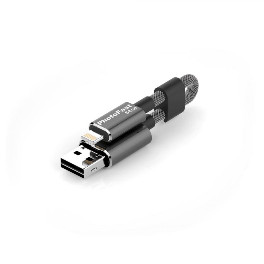 PHOTOFAST MemoriesCable GEN3 64GB Lightning/USB 3.0 Şarj Kablolu i-FlashDrive (Siyah) MCG3U3BK64GB