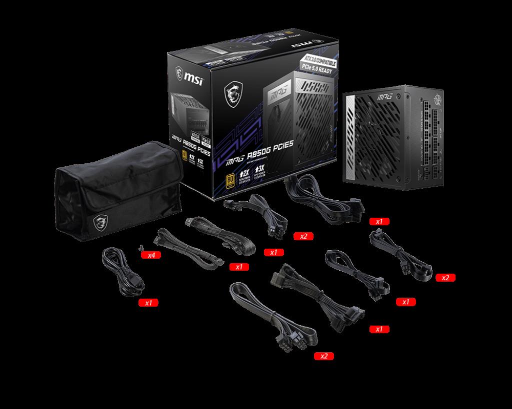 MSI PSU MPG A850G PCIE5 850W 80 PLUS GOLD ACTIVE PFC FULL MODULAR-23733