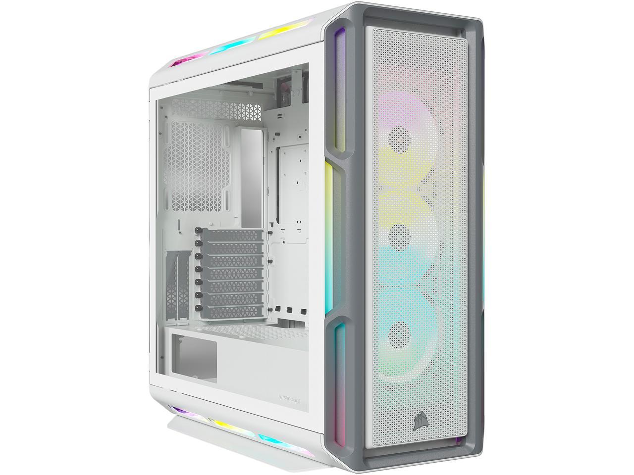 CORSAIR CASE-CC-9011231-WW iCUE 5000T RGB Tempered Glass Mid-Tower ATX PC Case — White