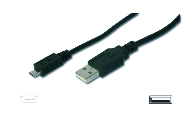ASSMANN USB bağlantı kablosu, tip A-micro B M/M, 1.8m, USB 2.0 uyumlu, bl AK-300127-018-S