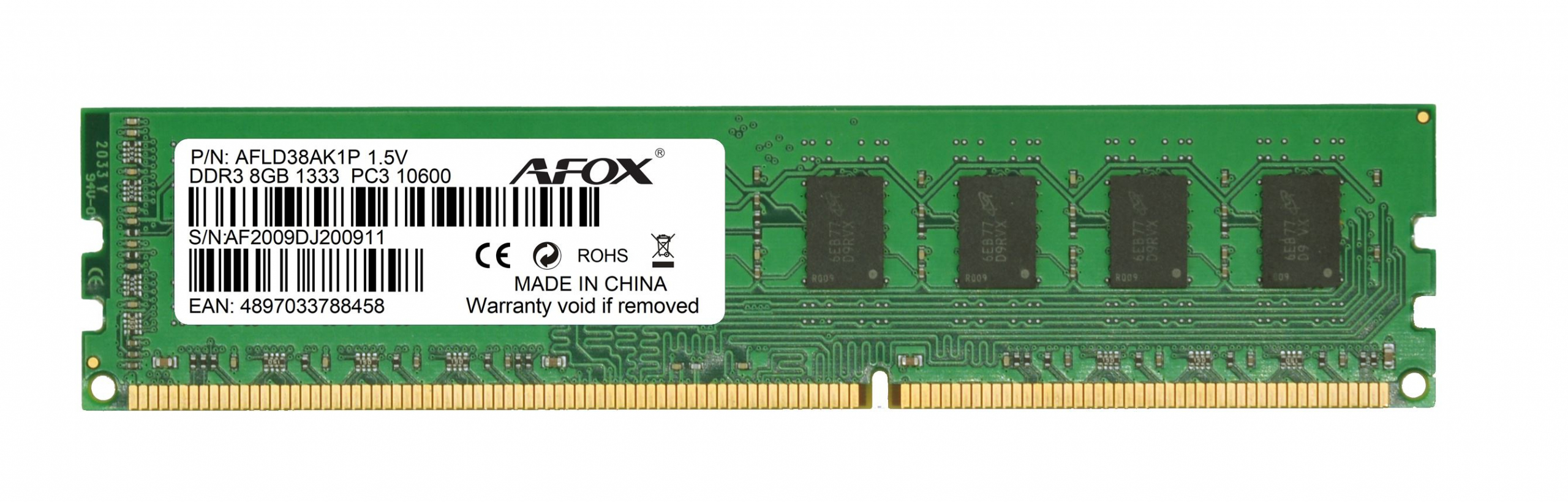 AFOX 8GB 1333Mhz DDR 3 LONGDIMM Ram AFLD38AK1P