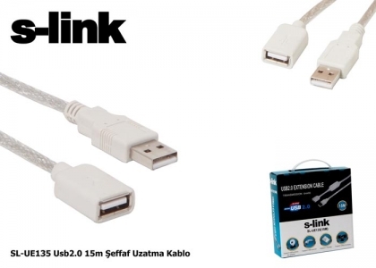 S-LINK S-link SL-UE135 Usb2.0 15m Şeffaf Uzatma Kablo