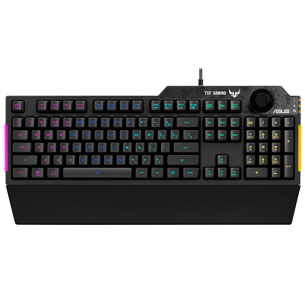 ASUS TUF GAMING K1 RGB MECH BRANE TURKCE OYUNCU KLAVYESI OZEL SES DUGMESI YAN ISIK CUBUGU ARMOURY CREATE OZELLIKLI SUYA VE TOZA DAYAN