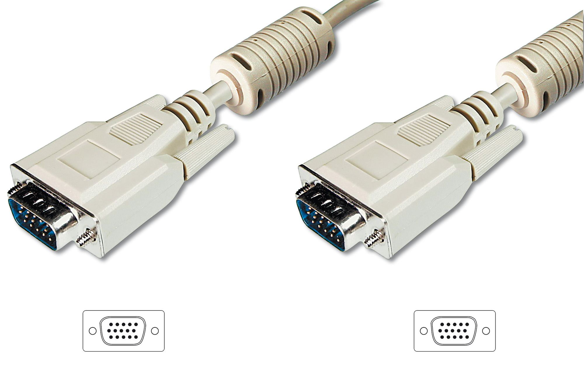 ASSMANN VGA Monitör Kablosu, DSUB 15 erkek DSUB 15 erkek, 20 metre, CU, 3Coa AK-310103-200-E