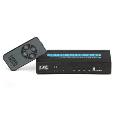 DARK 4 Giriş 1 Çıkışlı Uzaktan Kumandalı 4K HDMI Switch (Seçici) DK-HD-SW4X1K