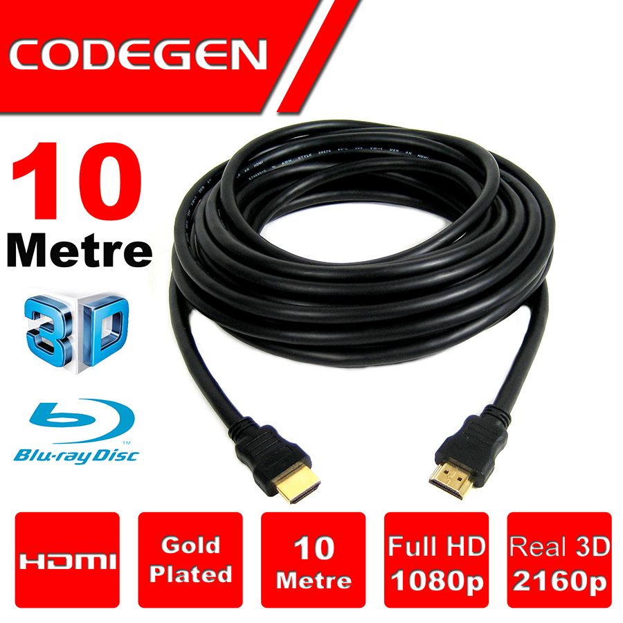CODEGEN CPS100 10 Metre HDMI v1.4 10mt, 3D, Ağ Destekli, Altın Uçlu HDMI Kablo