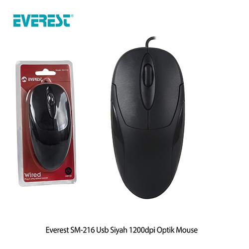 EVEREST SM-216 Usb Siyah 1200dpi Optik Mouse